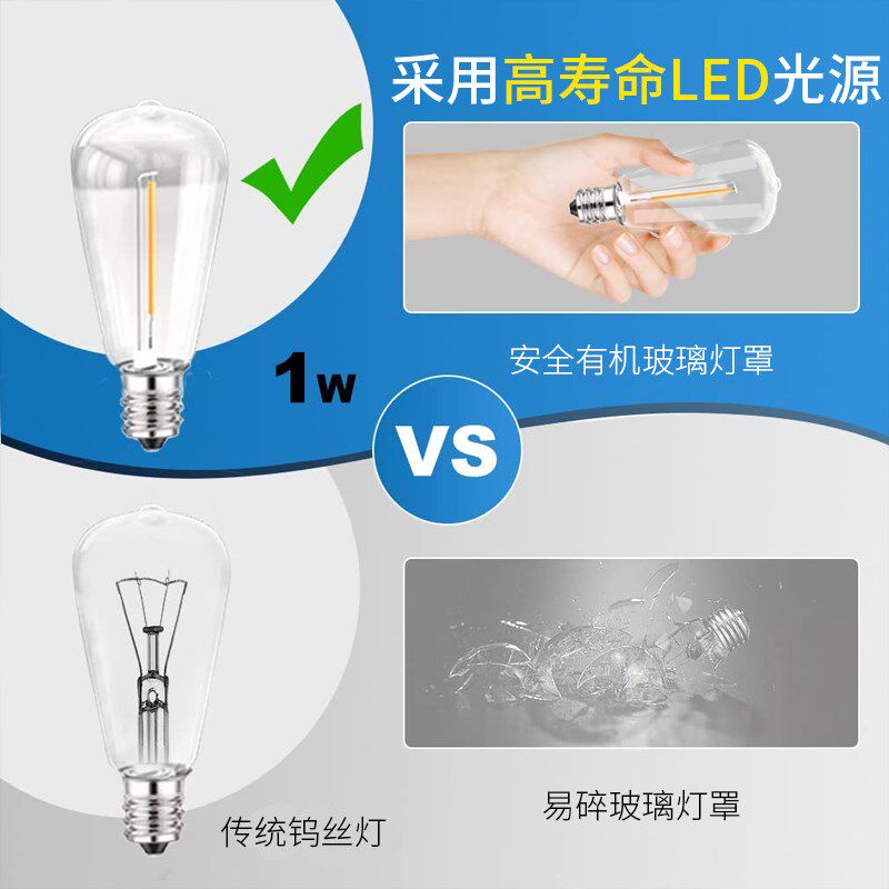 太阳能户外灯防水庭院阳台布置串灯露营帐篷民宿灯泡挂灯花园树灯