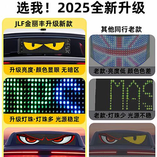 2026新款恶魔之眼眨眼车灯车载后窗led显示屏动态表情车贴汽货车