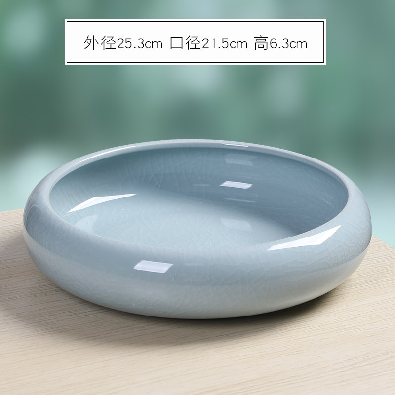 哥窑水培水仙花陶瓷花盆无孔铜钱草碗莲睡莲水培室内阳台创意多肉