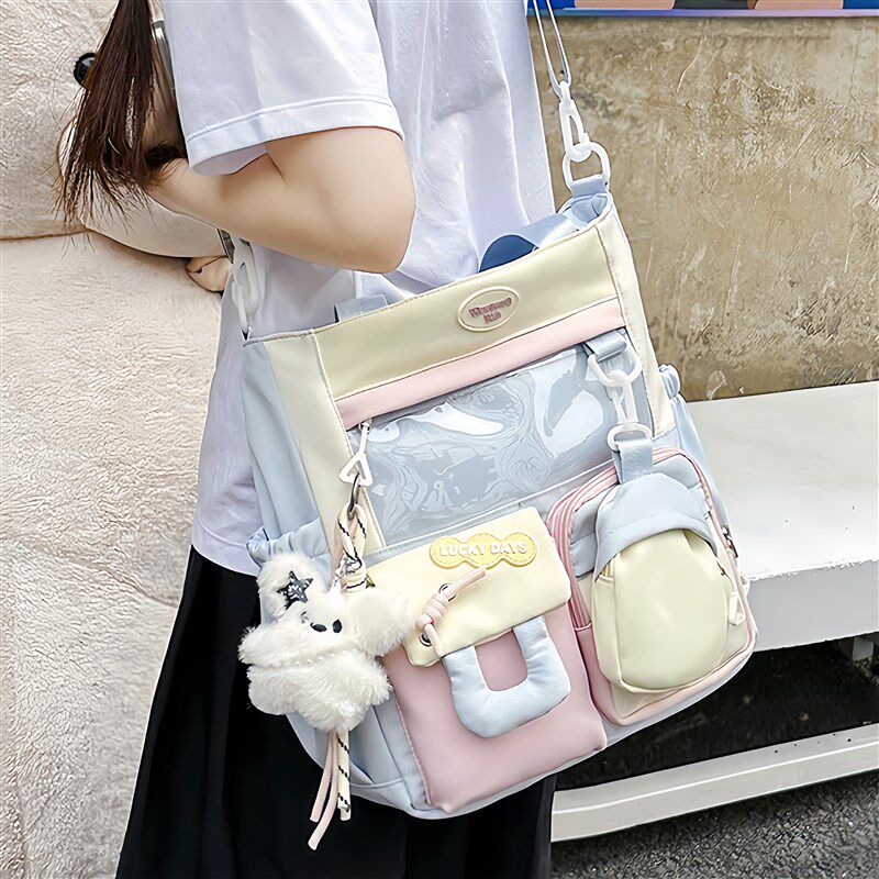 学生手提补习袋女孩单肩包女生儿童斜挎挎包女童书包小学生提包女