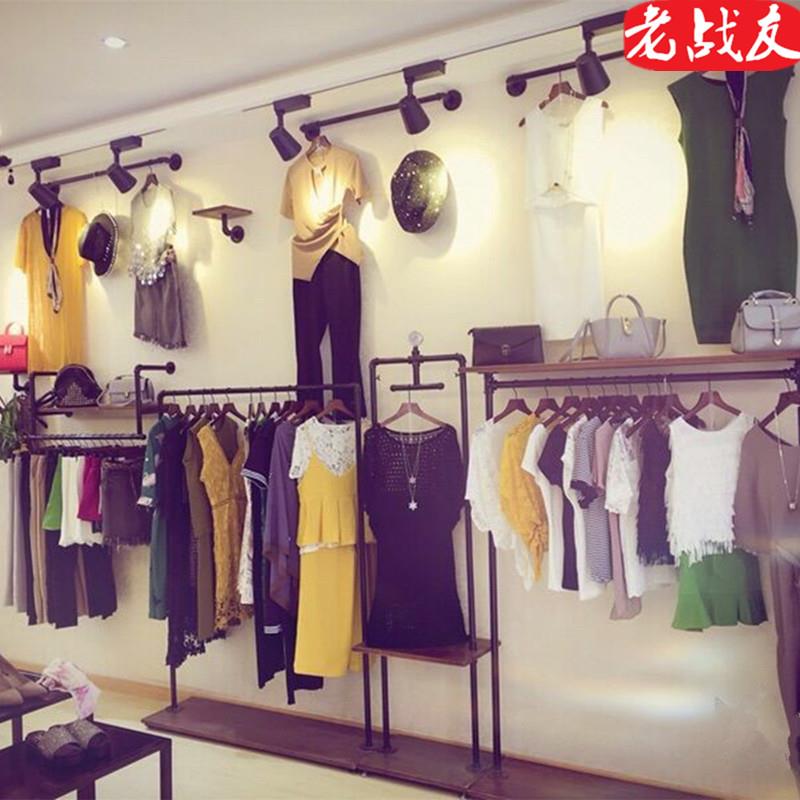 童装店展示架上墙服装架组合水管侧挂衣架女装店铺装修货架壁挂式
