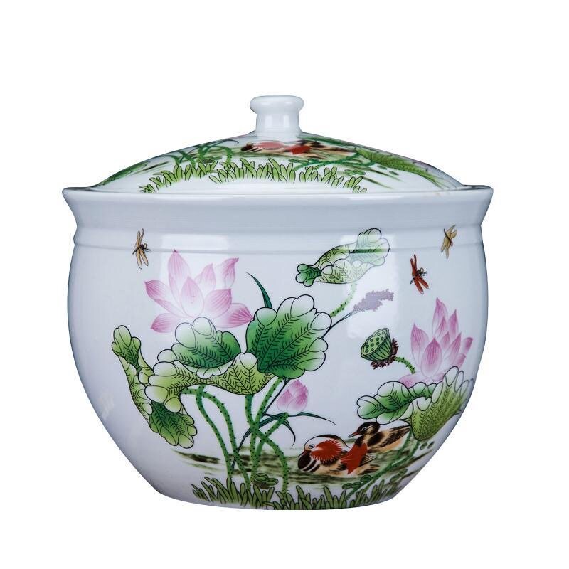 景德镇陶瓷器青花瓷储物罐带盖子摆件糖罐泡菜罐米缸密封罐12斤20