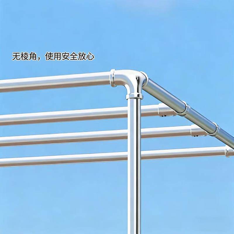晾衣架落地家用镀锌钢管户外室外阳台挂衣简易双杆水管晾衣晒被架