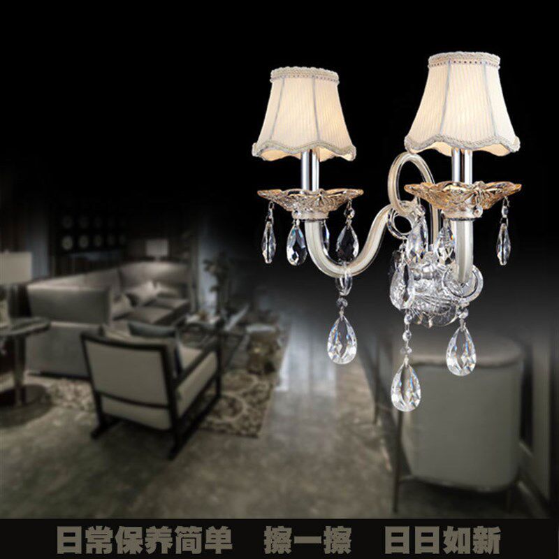 欧式蜡烛水晶壁灯奢华客厅卧室背景墙灯个性酒店床头灯led镜前灯