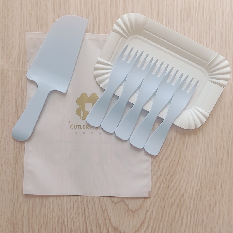 生日蛋糕餐具塑料餐盘纸盘叉子蜡烛四合一套装一次性刀叉盘子组合