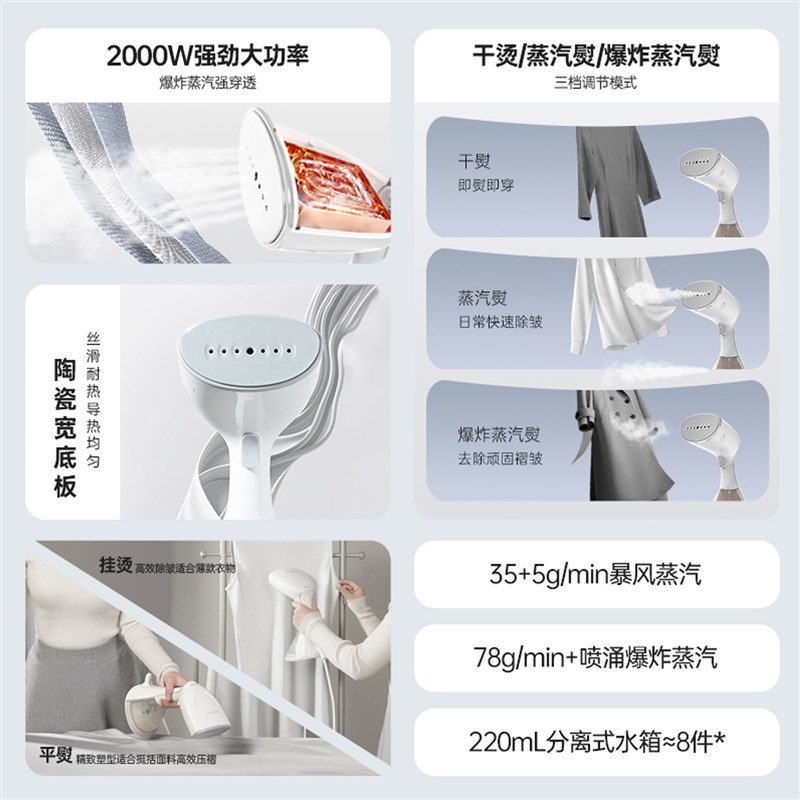 上海红心手持挂烫机熨烫机便携式家用旅行小型蒸汽电熨斗2025新款