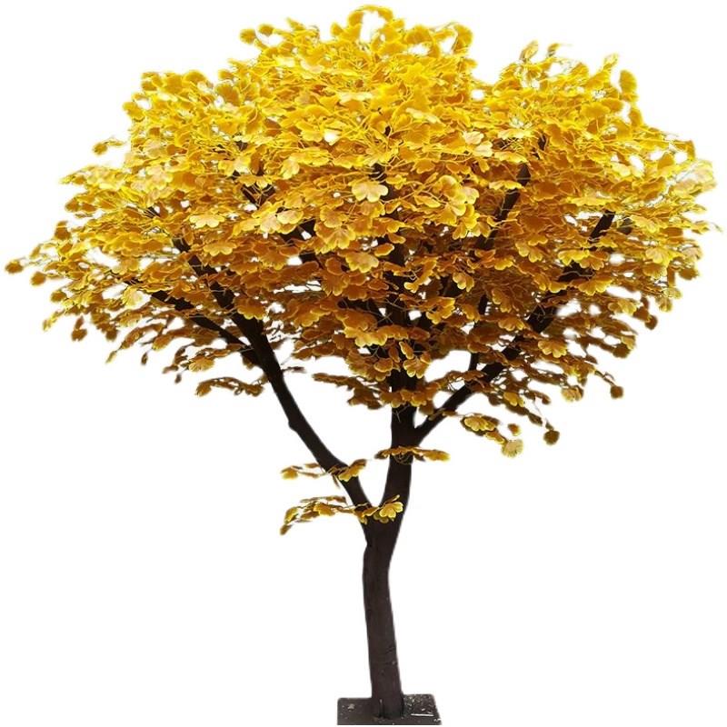 仿真树银杏树黄色植物 大型真树干 室内客厅舞台拍摄装饰工程假树