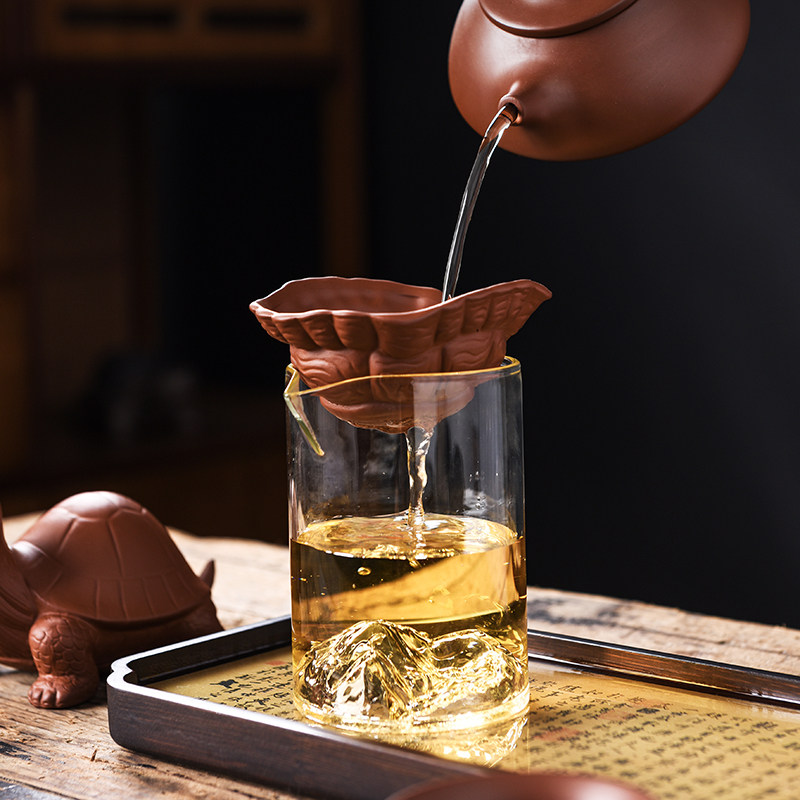 公道杯茶漏套装全瓷一体带过滤高档精品可养招财紫砂乌龟茶宠茶滤