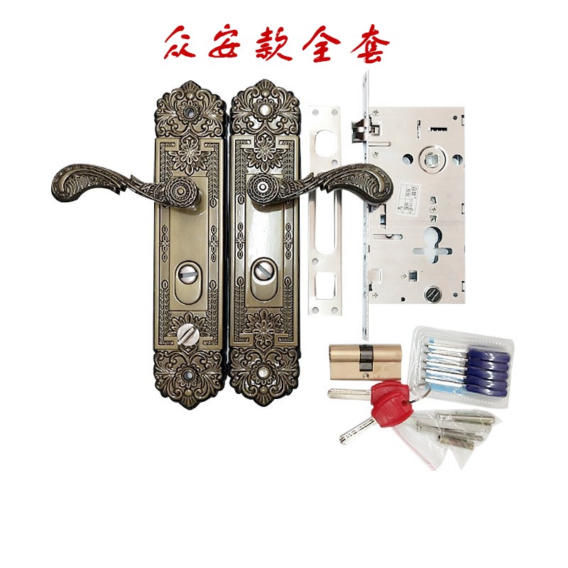 农村艺术门锁 执手门锁 铝合金门锁 防盗门锁 大门锁 古铜AB门锁