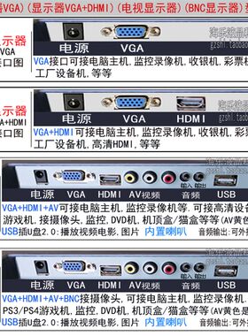 9/10/12/14寸15/17高清迷你小电脑显示器收银机液晶屏HDMI电视BNC