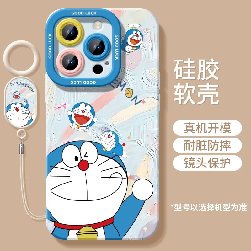 油画哆啦A梦适用vivo手机壳