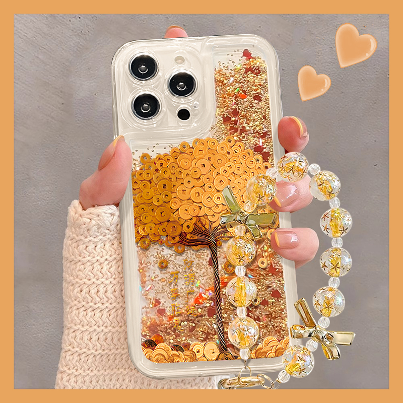 发财树流沙壳适用苹果华为手机壳