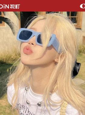 多巴胺蓝色高级感大框方形墨镜