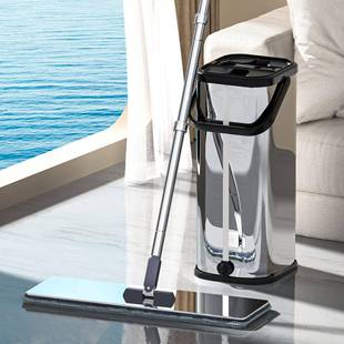 刮刮净平板拖把懒人免手洗带桶家用不锈钢创意拖布桶套装