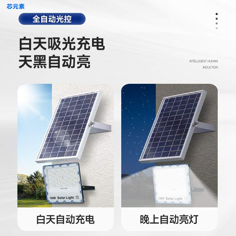 东南亚太阳能投光灯户外家用庭院灯LED防水过道路灯直销