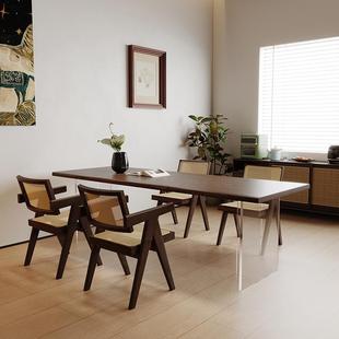 严选黑胡桃木餐桌亚克力悬浮书桌茶桌樱桃木松木实木家用客厅桌子