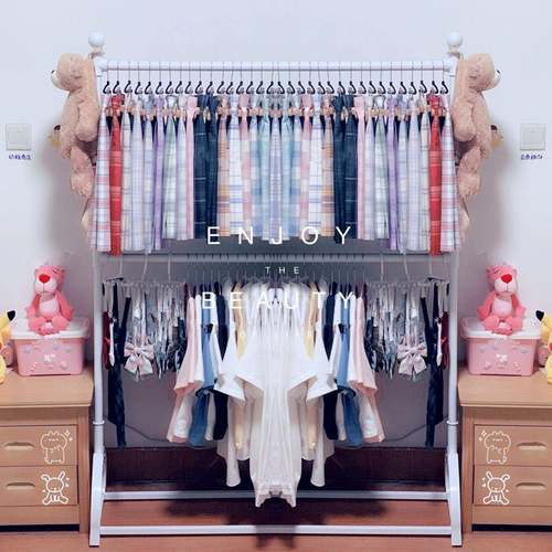 女装服装店展示架落地童装店货架铁艺陈列架jk制服格裙双层挂衣架