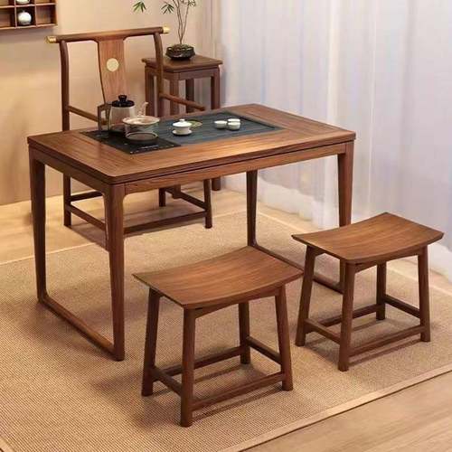 小户型阳台茶桌椅组合新中式胡桃木实木茶台茶几简约功夫泡茶道桌