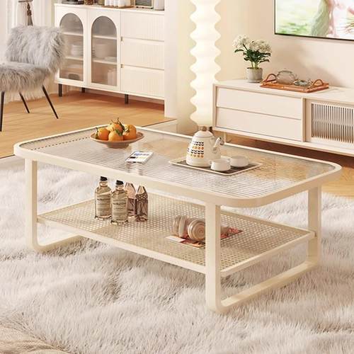 茶几客厅家用小户型2025新款奶油风玻璃茶几桌现代简约创意小桌子