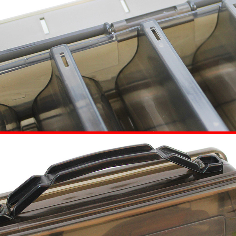 枪色双面路亚盒木虾盒(20*17*5CM)加厚10格半透明鱼饵收纳盒