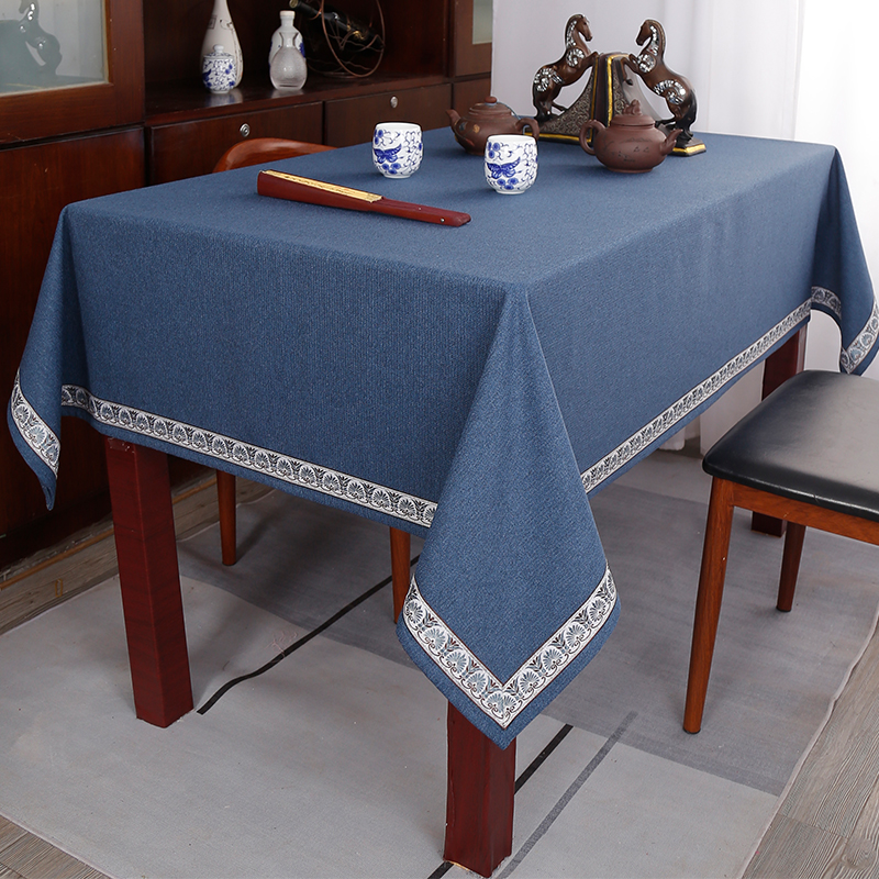 中式方形桌布布艺书房茶室会议y桌布茶几家用餐桌布长方形轻奢现