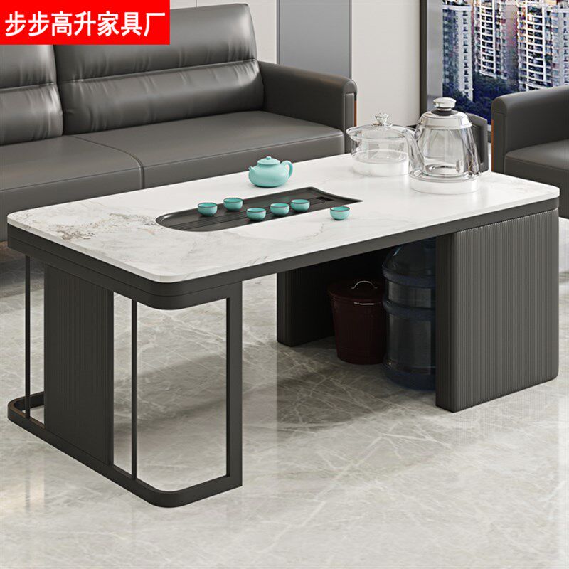 新款岩板a功夫茶几办公家用功夫茶台带烧水壶内藏式水桶功夫茶桌