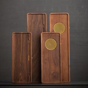 新款胡桃木实木整板日式家用小干泡盘壶承托茶台茶盘排水茶具