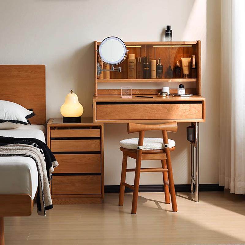 北欧樱桃木月光梳妆台一体实木收纳柜卧室小户型化妆台迷你床头柜,电子元器件市场,其它元器件,淘宝优惠券,粉丝福利购,淘宝优惠卷
