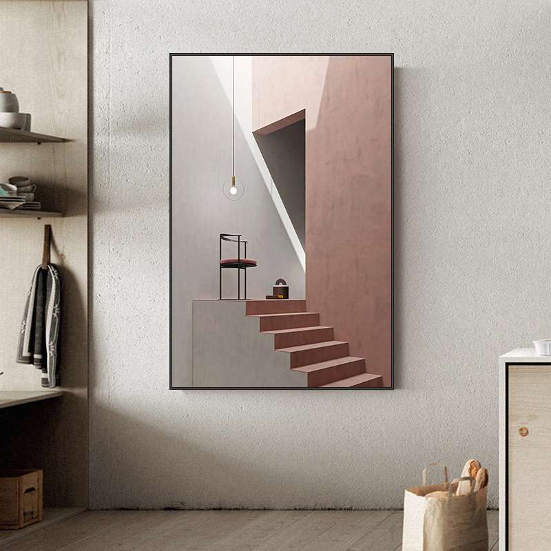现代客厅简约装饰画创意抽象建筑轻奢玄关挂画北欧极简样板房壁画图片