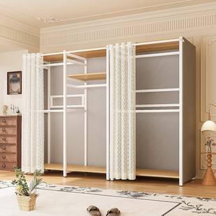 组合金属框 放式 衣柜卧室家用简易组装 一体衣帽间钢架金属衣柜开