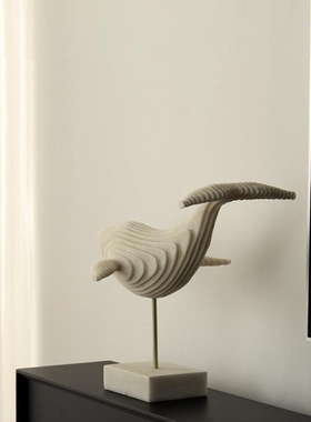 北欧现代抽象立体鲸鱼摆件样板房