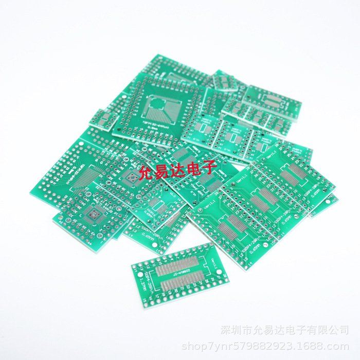 PCB板贴片转直插 转换板组合套装FQFP32~100 QFN48 SOP8~16~24~28