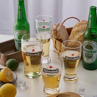 喜力啤酒专用杯商用Heineken玻璃酒杯高档精酿扎啤杯大容量白啤杯
