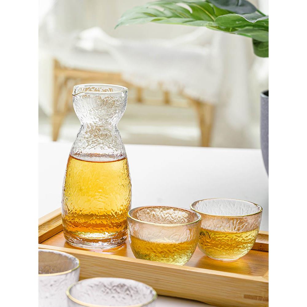 日式锤纹玻璃清酒壶酒具女生酒杯冰梅酒果酒杯白酒杯米酒小酒杯子