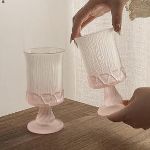 听竹语法式中古高脚杯小众设计红酒玻璃杯浮雕果酒杯威士忌酒杯