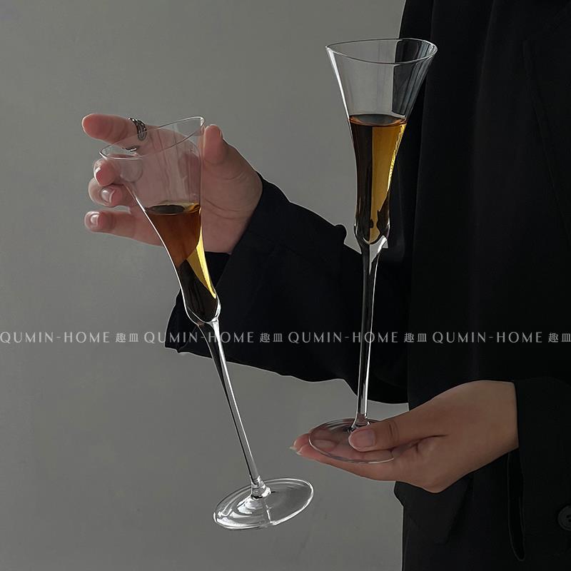高颜值女生微醺酒杯精致小高脚杯香槟杯设计感小众红酒玻璃杯子