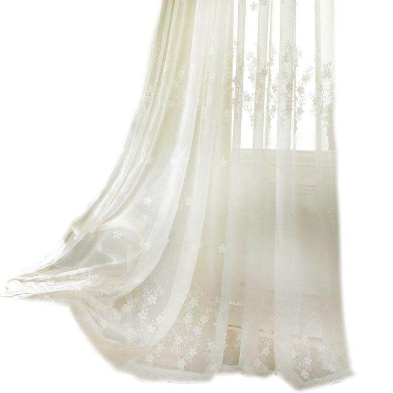 美式田园绣花棉麻窗纱纱帘白色窗帘白纱客厅卧室飘窗阳台纱白沙帘