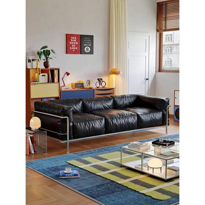 政府补贴LC3覆古油蜡皮沙发 Cassina包豪斯中古风直排设计师沙发