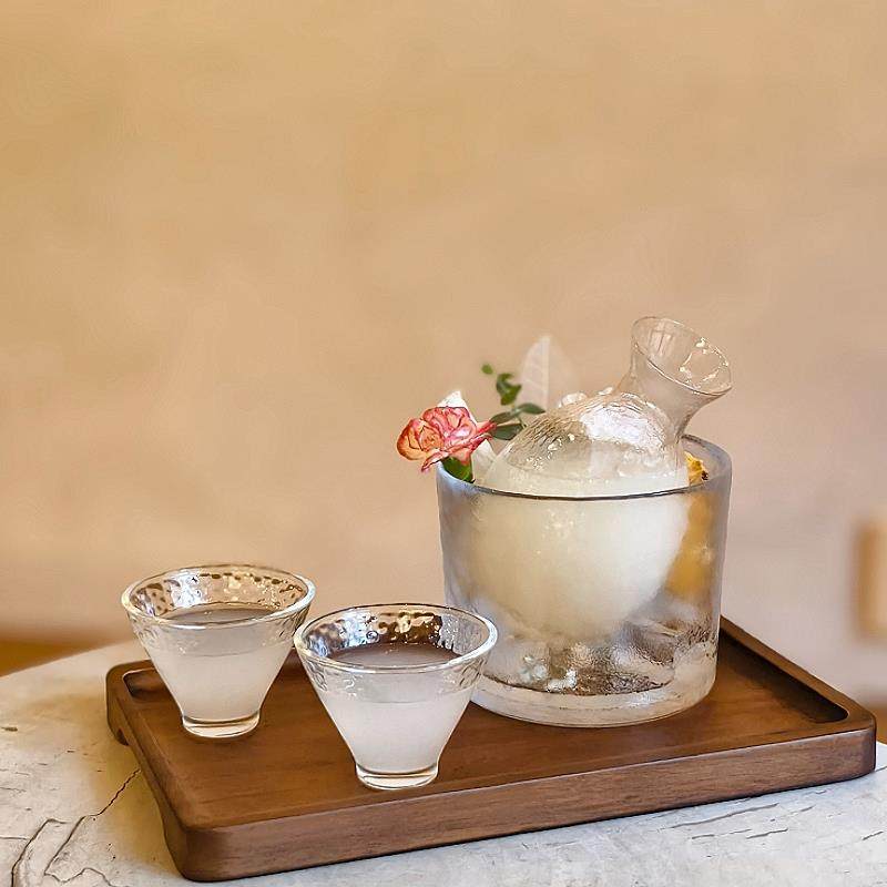 酒吧攻略创意中式鸡尾酒杯具 耐热锤纹清酒壶套装 玻璃日式冰酒壶