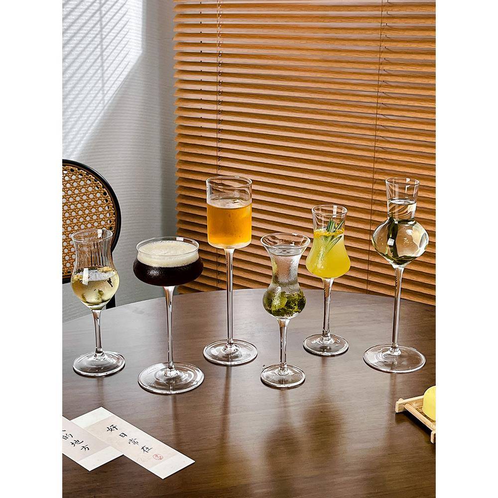 茶馆品鉴酒杯高脚杯闻香杯国潮冷泡茶水杯子新中式冷萃茶杯玻璃杯