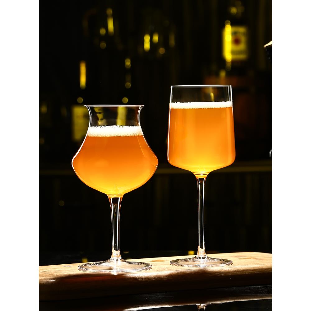 精酿啤酒杯高脚玻璃扎啤杯高档创意特酷杯商用酒吧酒馆小麦世涛杯