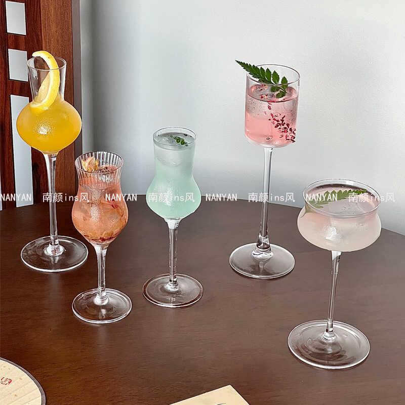 新中式冷萃茶杯玻璃杯茶馆品鉴酒杯高脚闻香杯鸡尾酒杯冷泡茶杯子