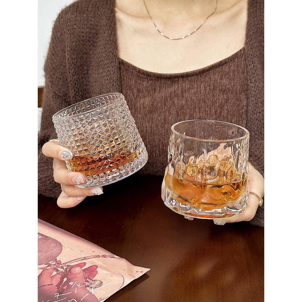 复古ins平底杯梯形玻璃杯 创意高级感威士忌酒杯咖啡杯冷萃杯水杯