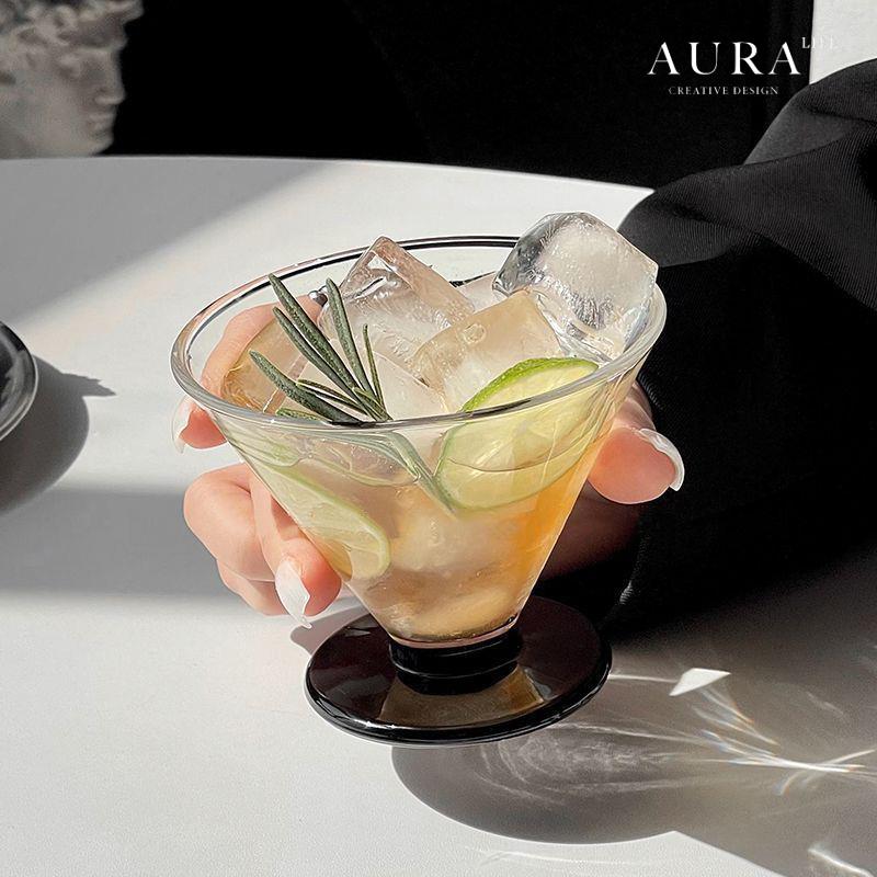 ins风三角杯薄款果汁杯美式咖啡杯阔口杯子香槟杯饮品杯玻璃杯