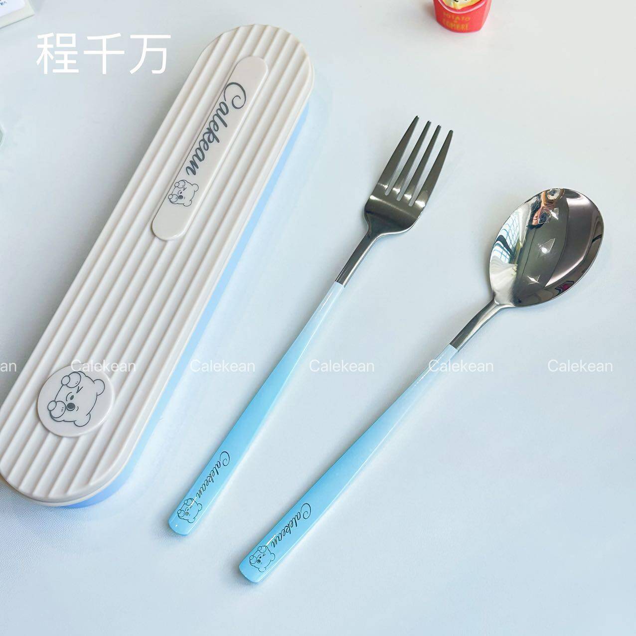 高颜值ins风不锈钢勺叉筷子三件套学生上班族便携式加厚餐具套装