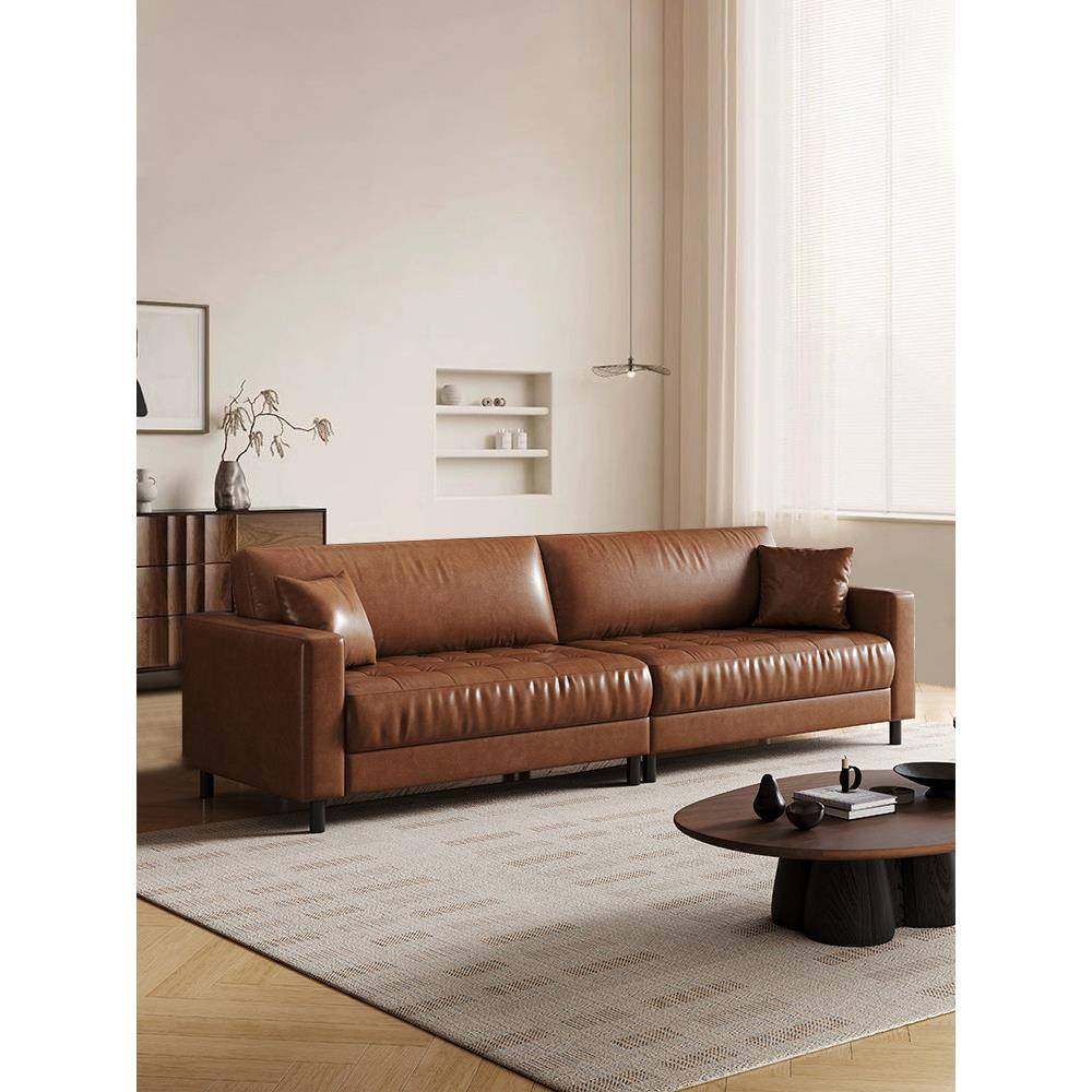 2025新款中古风油蜡皮沙发家用小户型客厅法式覆古风高脚真皮沙发,住宅家具,皮艺沙发,淘宝优惠券,粉丝福利购,淘宝优惠卷