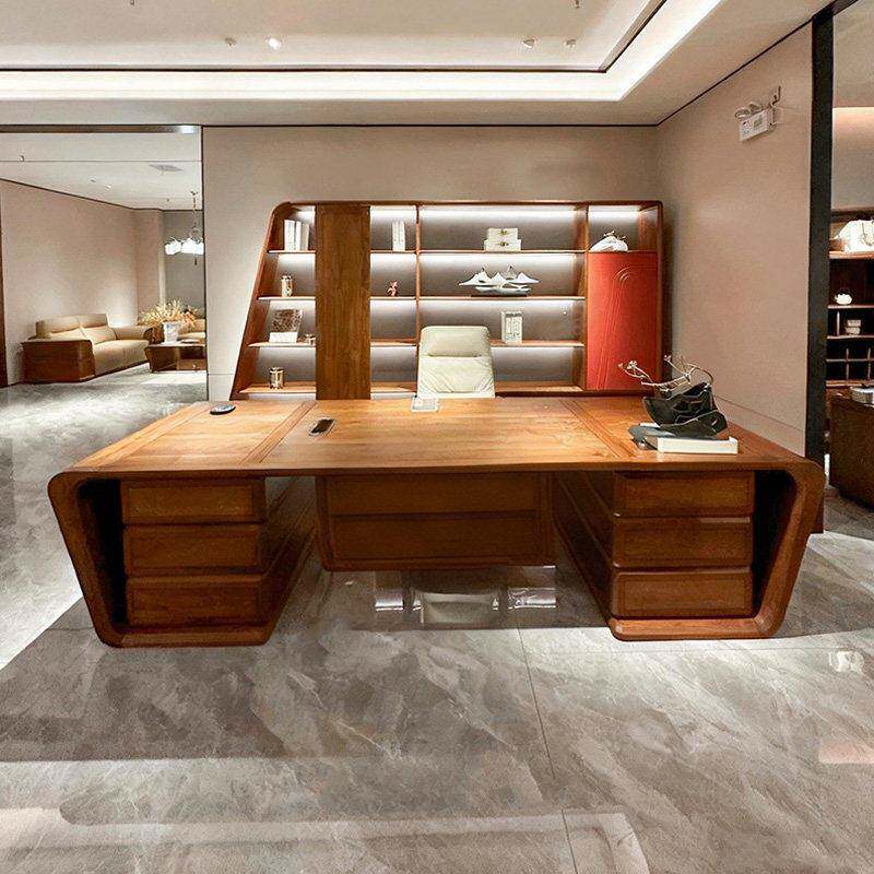 新中式老板桌2025新款高端实木大班台设计师现代简约董事长办公桌