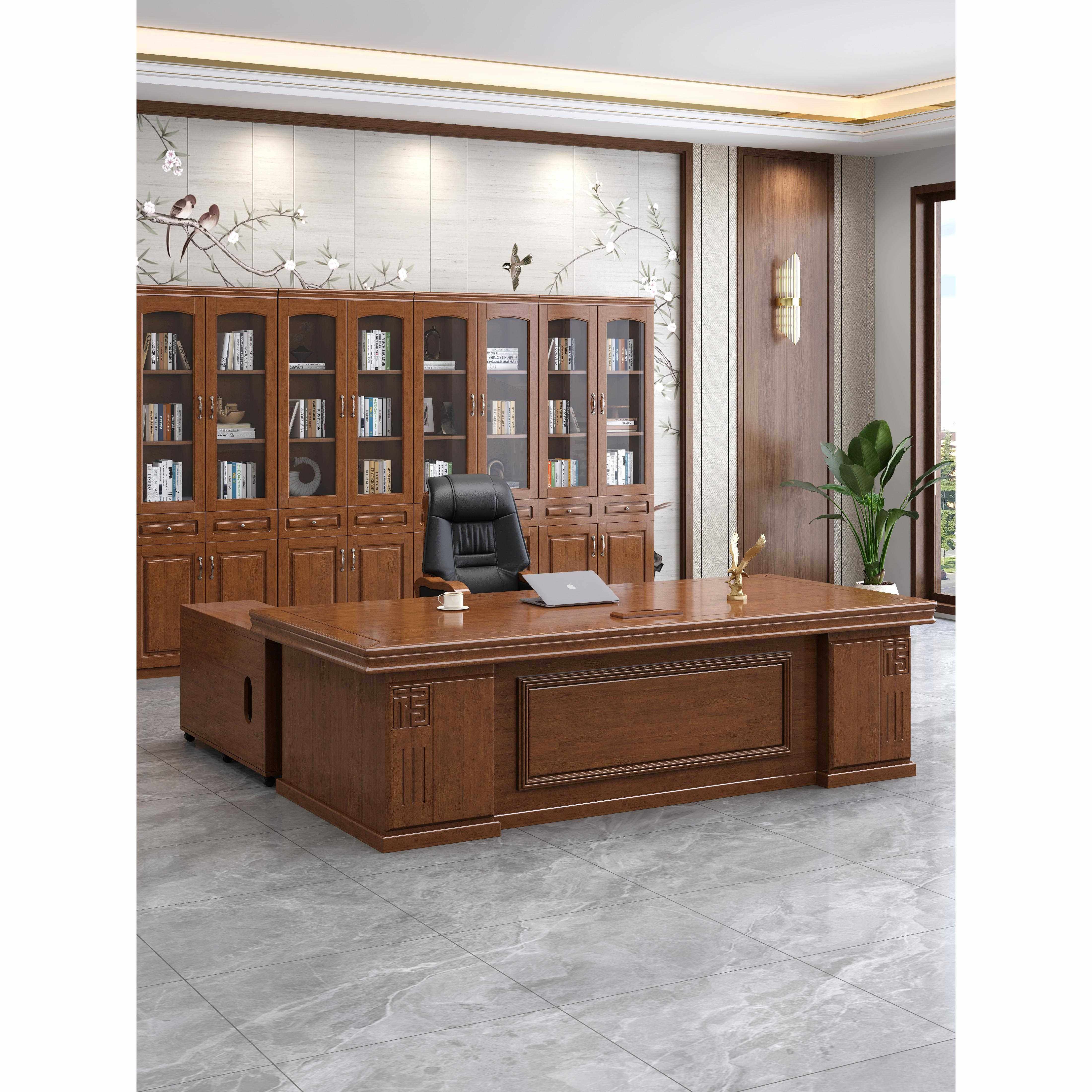 全实木老板办公桌椅组合总裁室经理桌新中式主管桌办公家具大班台