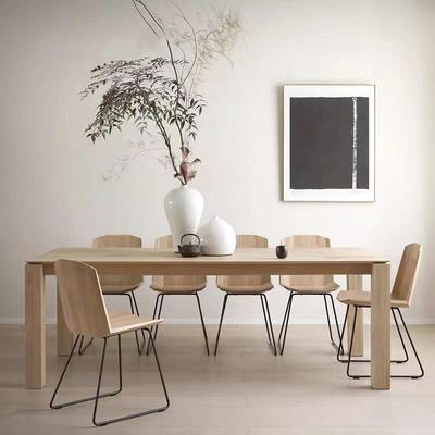 北欧实木会议桌办公桌长桌工作台大板桌子设计师原木洽谈桌餐书桌