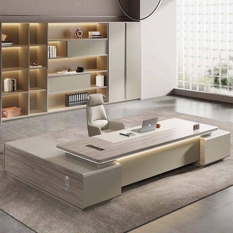 老板桌轻奢高级感办公桌椅组合总裁室新中式家俱经理主管桌大班台